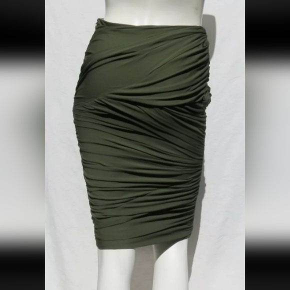NWT Ralph Lauren Black Label Green Ruched Pencil Skirt Size 6  $855 - Picture 2 of 11